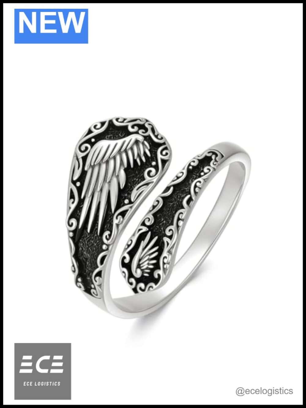 925 Sterling Silver Spoon Ring Adjustable Open Vintage Thumb Band